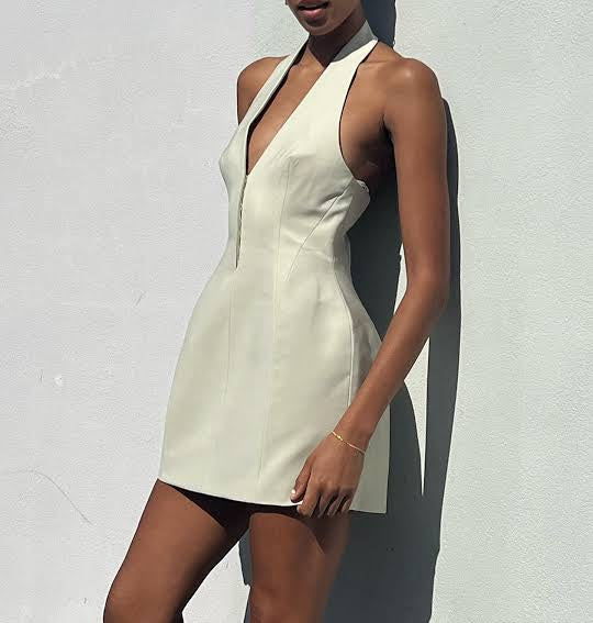 Camilla and Marc Petra Halter Neck Mini Dress in Pistachio Grey (8)
