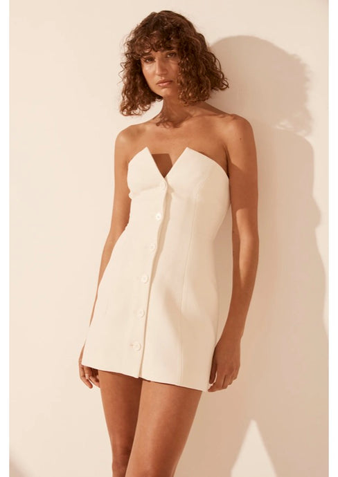 Shona Joy - Amura Strapless Button Up Mini Dress in Cream (6)
