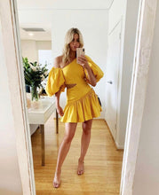 Load image into Gallery viewer, Aje Chateau Mini Dress Yellow