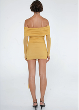 Load image into Gallery viewer, Benni Yasmin Off Shoulder Mini Dress Mustard